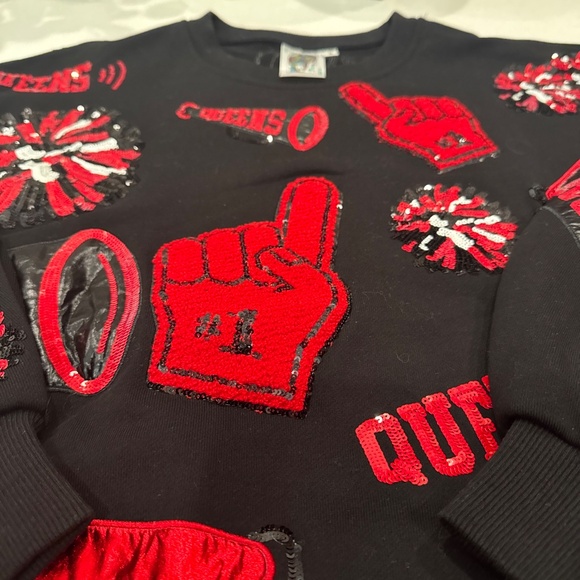Queen of Sparkles Cheer Sweatshirt black and red - Picture 3 of 3